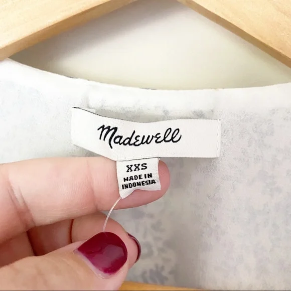 Madewell Ruffle Sleeve Georgette Peplum Top Floral Vintage Parchment XXS NWT - Picture 6 of 12